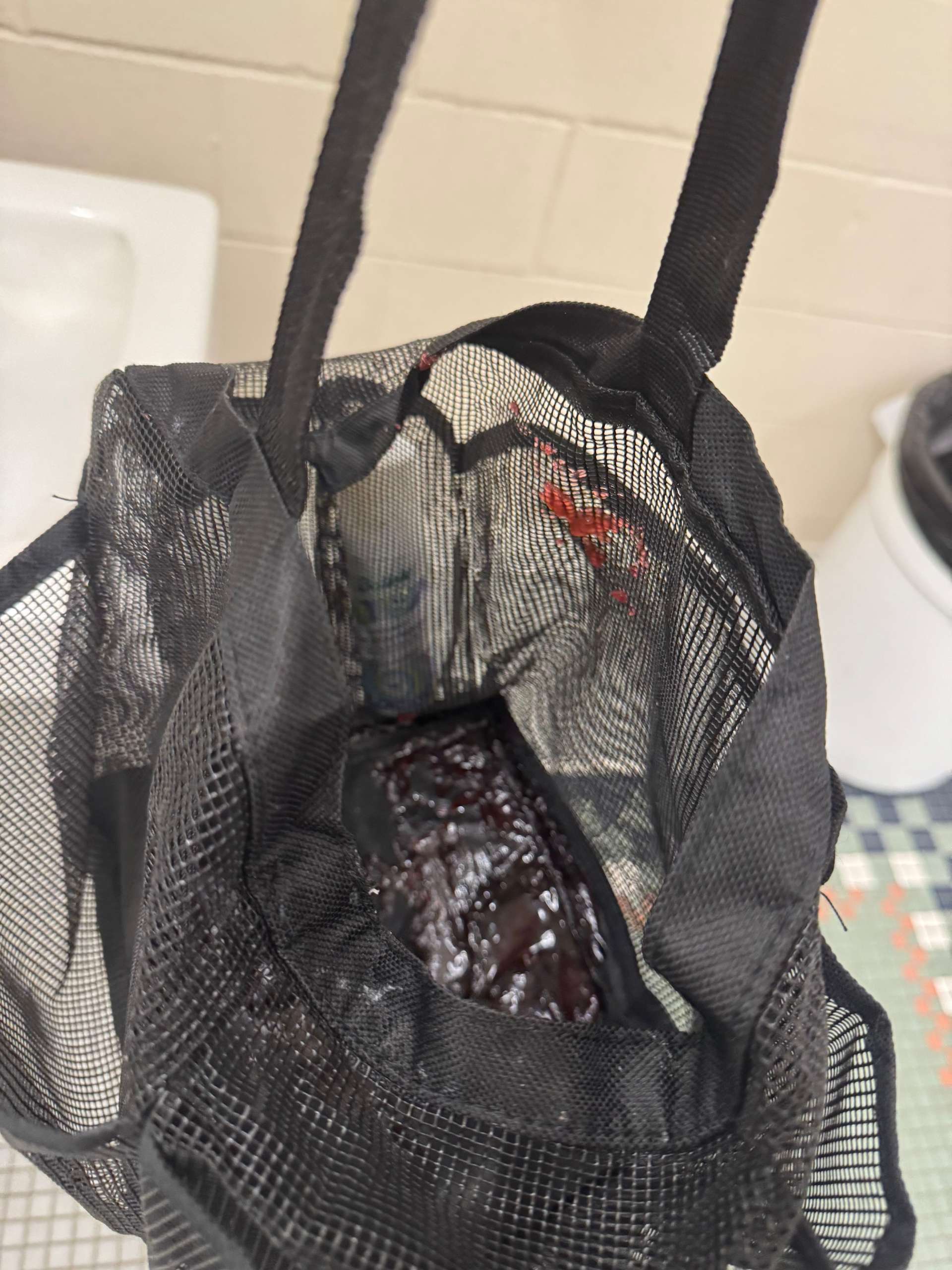 Spilled shampoo in bag