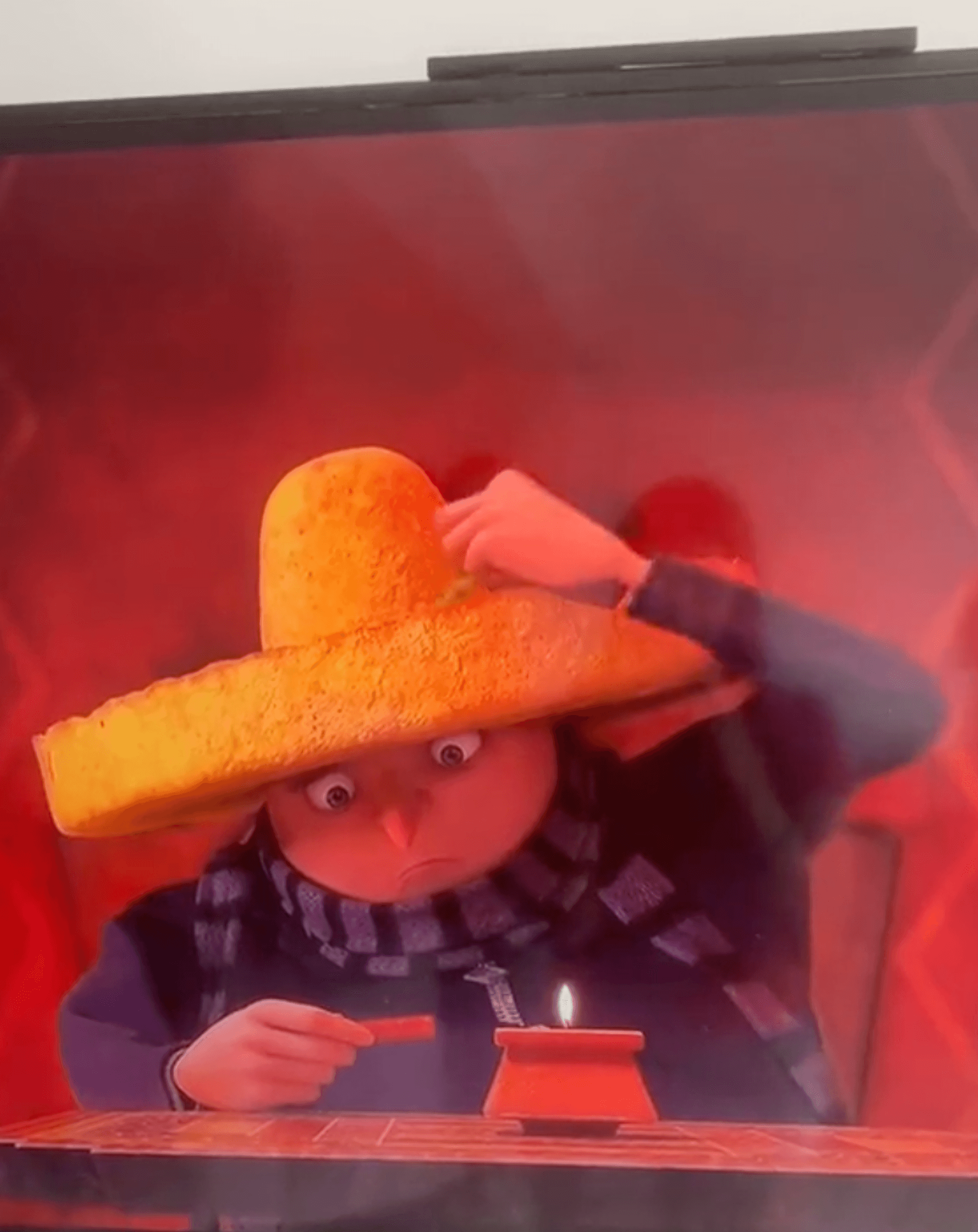 Gru w/ his Tortilla Chip Sombrero hat.